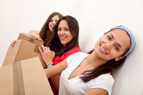 Organized household relocation with packed items ready for transport