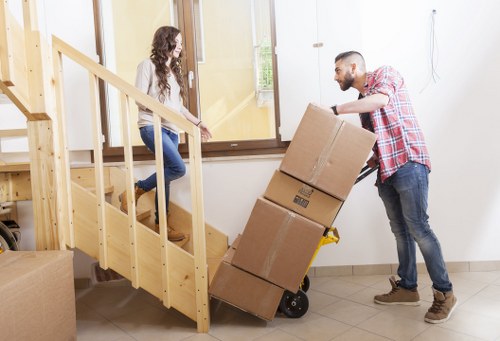 Packed boxes and furniture loaded for local removals